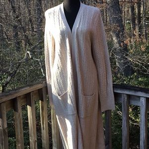 J Jill Textured Light Tan MIDI Length Cardigan